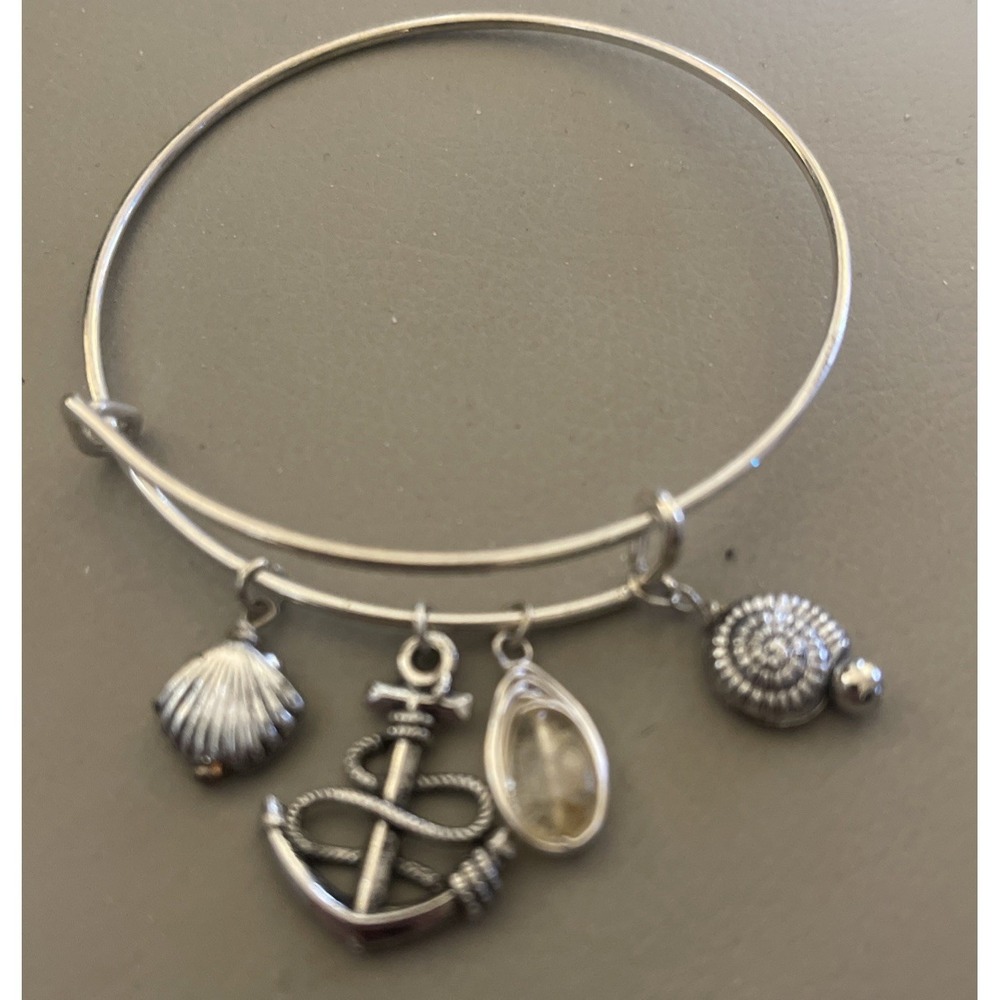 Charm Bracelet Adjustable‎ Bracelet 4 Charms 5 To 7 In. Anchor Shell Clam